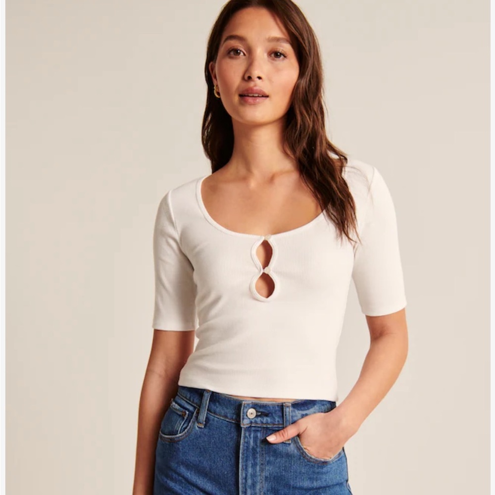Abercrombie white cutout button top